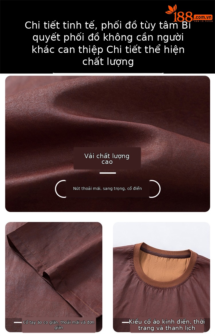 Set áo thun cổ tròn tay ngắn và quần short lụa tơ tằm cao cấp mùa hè — Gạch đỏ SPH8836 chi tiết 4