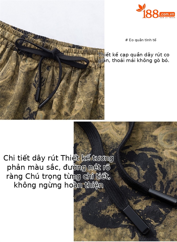 Áo sơ mi nam ngắn tay Hương Vân Sa lụa phong cách Trung Hoa — Hoa vàng SPH-8837 chi tiết 6