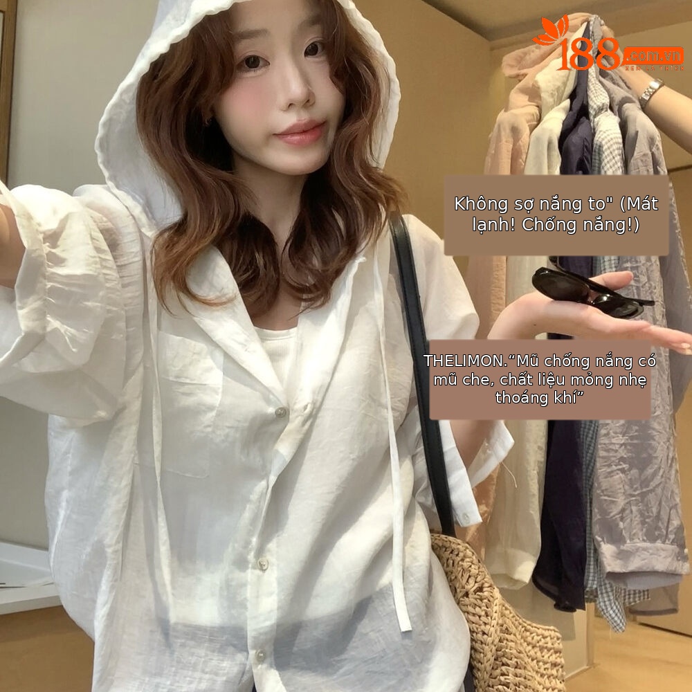 Áo chống nắng nữ dáng dài, tay ngắn, có mũ, phong cách Hàn Quốc, chất liệu mỏng nhẹ mùa hè — Trang chủ, màu trắng, Bột cam, màu xám