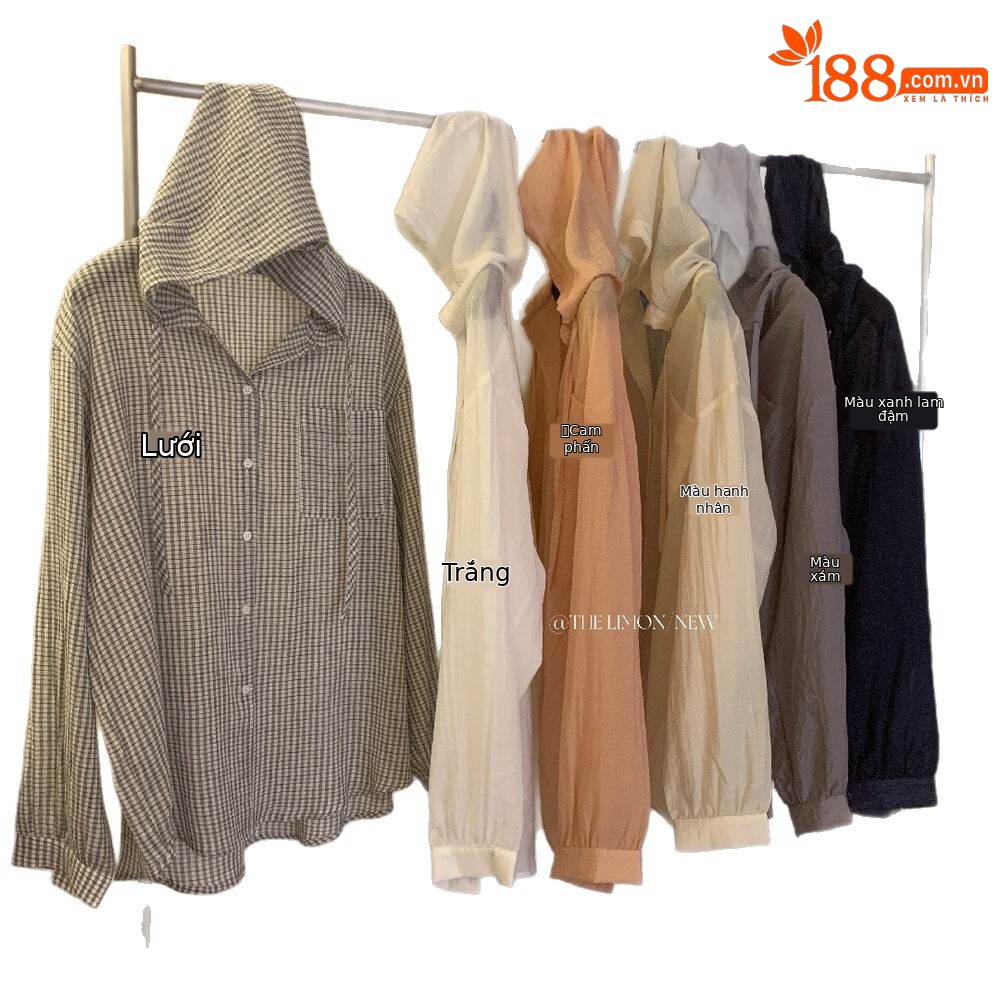 Áo chống nắng nữ dáng dài, tay ngắn, có mũ, phong cách Hàn Quốc, chất liệu mỏng nhẹ mùa hè — Trang chủ, màu trắng, Bột cam, màu xám