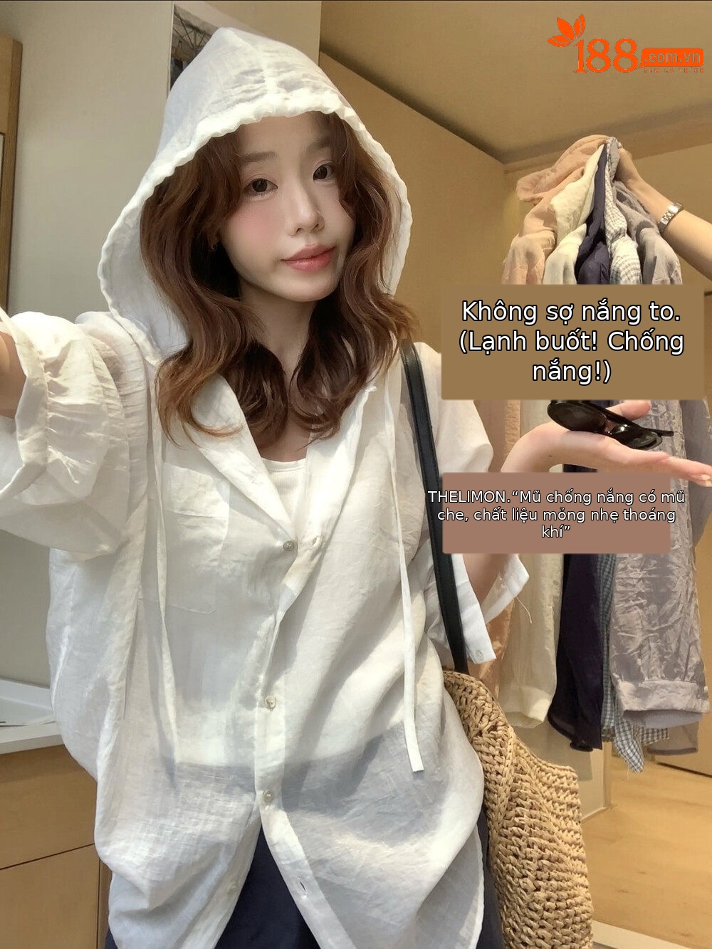 Áo chống nắng nữ dáng dài, tay ngắn, có mũ, phong cách Hàn Quốc, chất liệu mỏng nhẹ mùa hè — Trang chủ, màu trắng, Bột cam, màu xám chi tiết 4