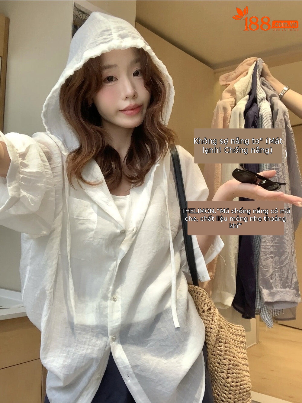 Áo chống nắng nữ dáng dài, tay ngắn, có mũ, phong cách Hàn Quốc, chất liệu mỏng nhẹ mùa hè — Trang chủ, màu trắng, Bột cam, màu xám chi tiết 25