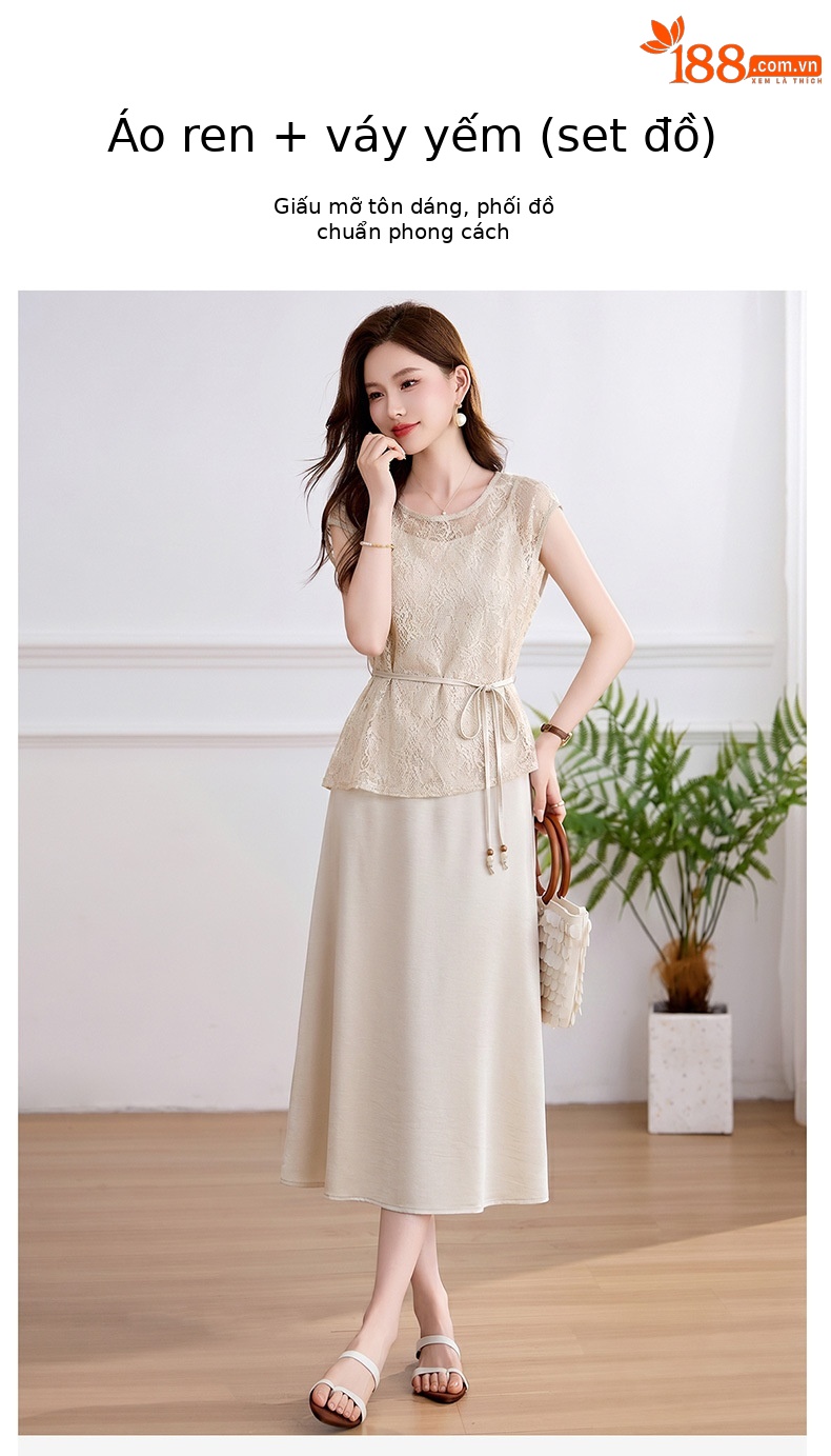 Đầm maxi nữ hai dây thắt eo thanh lịch mùa hè JX2619 — màu xám, màu mơ chi tiết 2