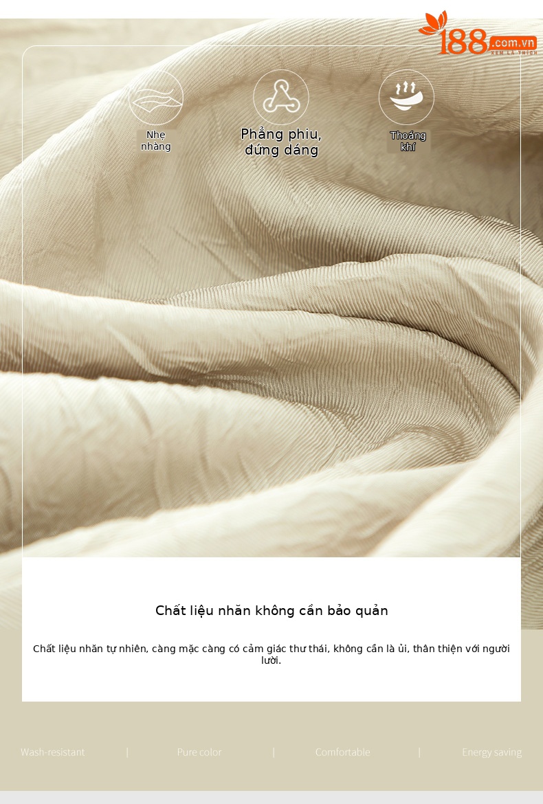 Quần culottes nữ ống rộng chất liệu mềm mại, cạp chun, dáng suông rủ nhẹ — màu trắng ngà chi tiết 3