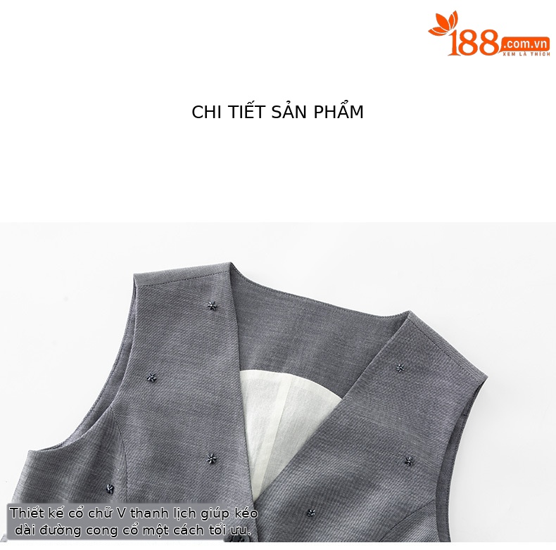 Bộ áo khoác gile và quần ống rộng nữ chất liệu tơ tằm phối lanh mùa hè — màu xám - quần tây 85207 chi tiết 17