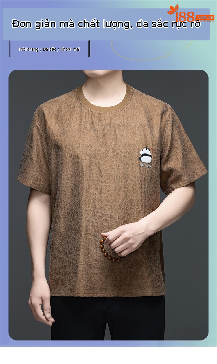 Áo thun nam cổ tròn tay ngắn chất liệu cotton thoáng mát — Màu cà phê SPH8829 chi tiết 1