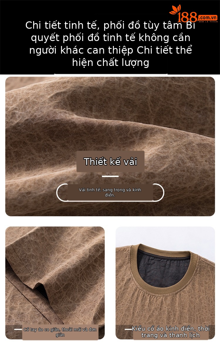 Áo thun nam cổ tròn tay ngắn chất liệu cotton thoáng mát — Màu cà phê SPH8829 chi tiết 4
