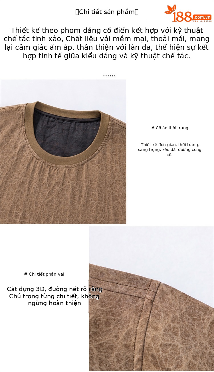 Áo thun nam cổ tròn tay ngắn chất liệu cotton thoáng mát — Màu cà phê SPH8829 chi tiết 5