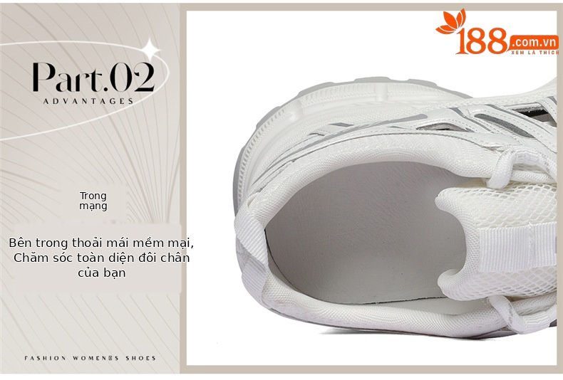 Giày sneaker nữ đế dày lưới thoáng mới nhất 2026 — 6132 Xám vàng, 6132 Pearlescent trắng chi tiết 6