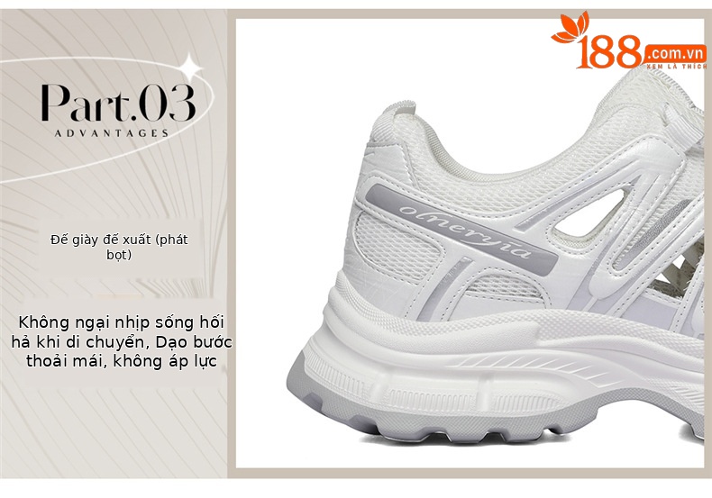 Giày sneaker nữ đế dày lưới thoáng mới nhất 2026 — 6132 Xám vàng, 6132 Pearlescent trắng chi tiết 7