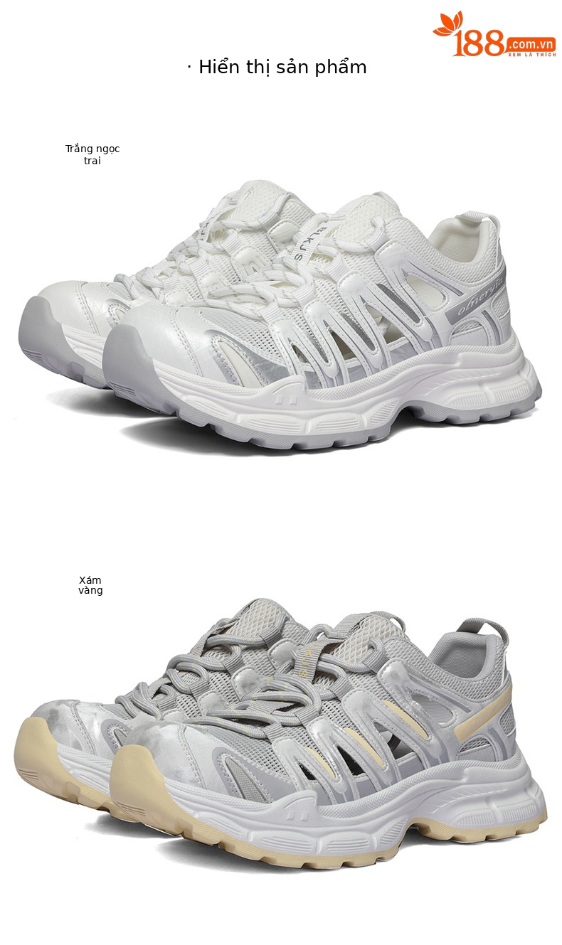 Giày sneaker nữ đế dày lưới thoáng mới nhất 2026 — 6132 Xám vàng, 6132 Pearlescent trắng chi tiết 8