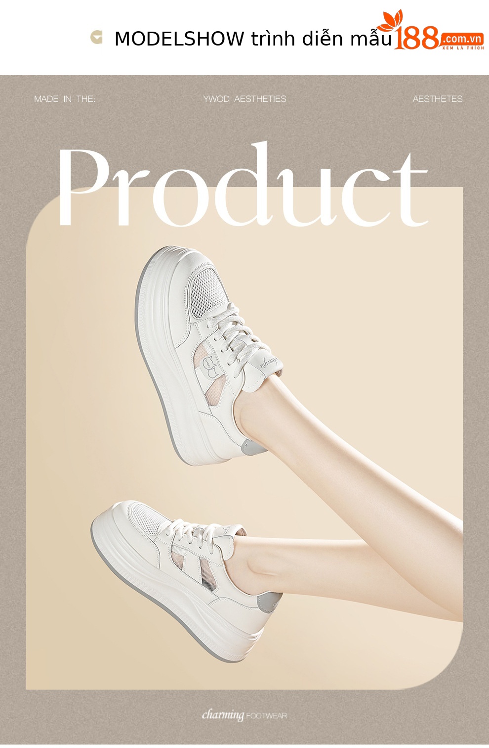 Giày sneaker nữ đế dày tăng chiều cao lưới thoáng mát mùa hè — 6128 mét tro, 6128 mét vuông chi tiết 4