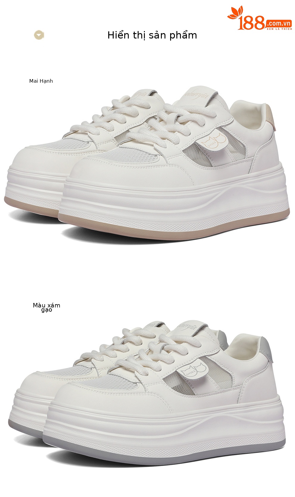 Giày sneaker nữ đế dày tăng chiều cao lưới thoáng mát mùa hè — 6128 mét tro, 6128 mét vuông chi tiết 8