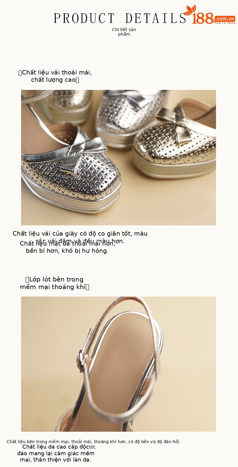 Sandal cao gót nữ mũi nhọn đế xuồng quai chéo da thật — màu vàng, bạc chi tiết 7