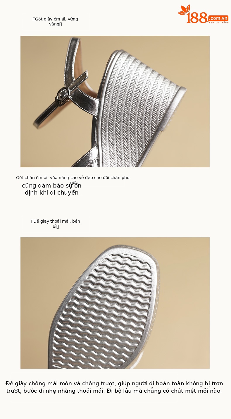 Sandal cao gót nữ mũi nhọn đế xuồng quai chéo da thật — màu vàng, bạc chi tiết 8
