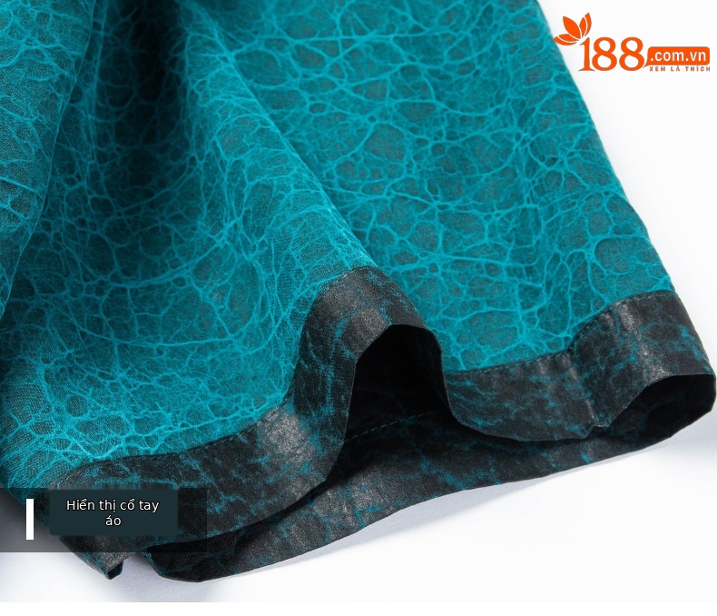 Áo sơ mi nam tơ tằm Hương Vân Sa tay ngắn, cổ rùa nứt, hai mặt mặc được — Đỏ 56075 chi tiết 21