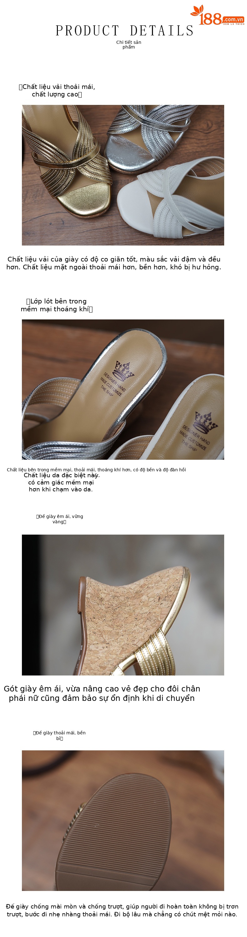 Sandal hở mũi đế xuồng cao gót phong cách mới kết hợp cùng áo dài cách tân — màu vàng, màu trắng ngà, bạc chi tiết 8