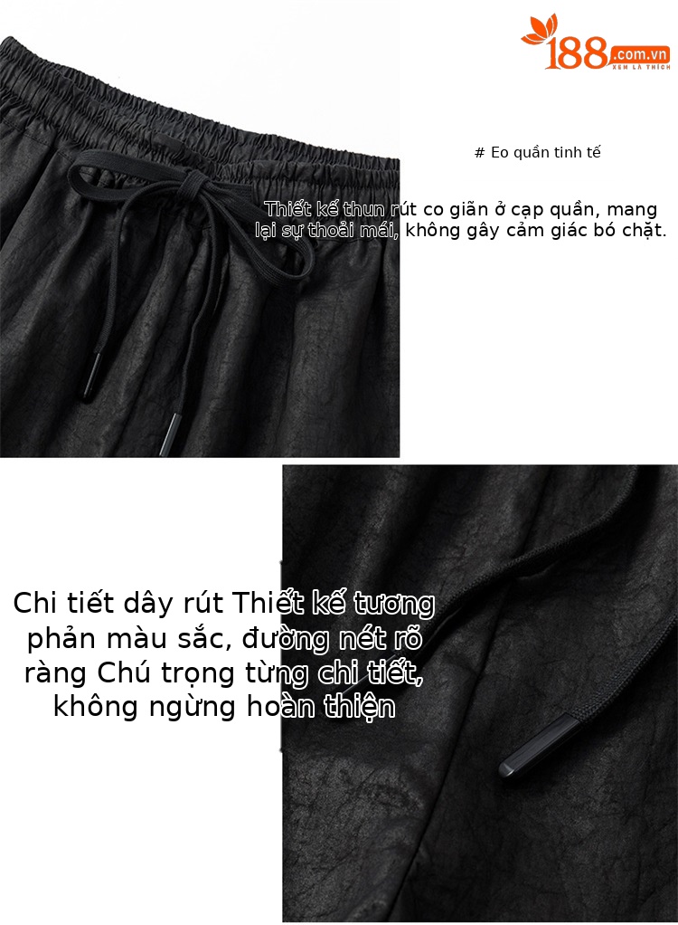Quần lụa tơ tằm nam ống rộng mùa hè — Đen SPH8815 chi tiết 5