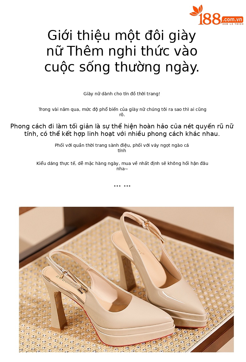 Sandal cao gót nữ mũi nhọn gót siêu cao 11 cm đế platform — Màu nude - 11cm chi tiết 2
