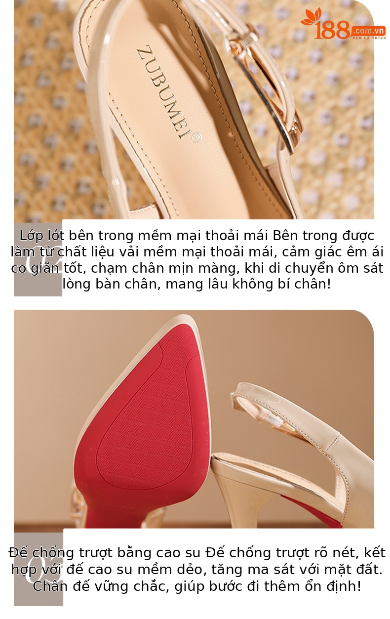 Sandal cao gót nữ mũi nhọn gót siêu cao 11 cm đế platform — Màu nude - 11cm chi tiết 4