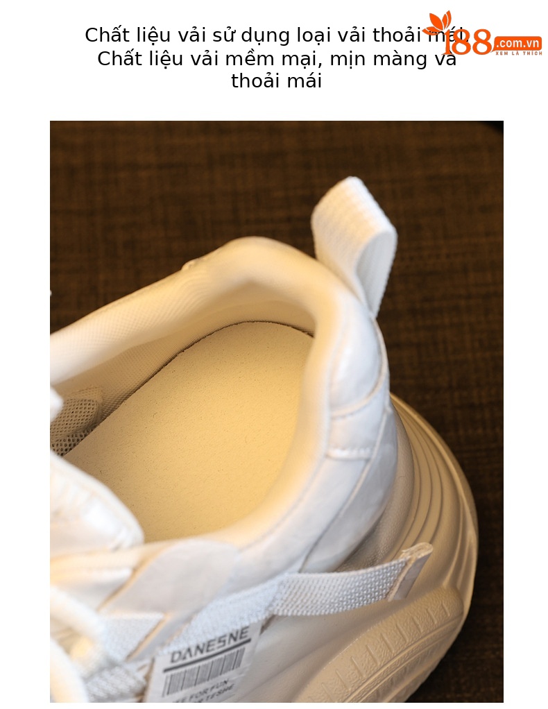 Giày sneaker nữ đế dày tăng chiều cao lưới thoáng khí phong cách thể thao — màu be chi tiết 7