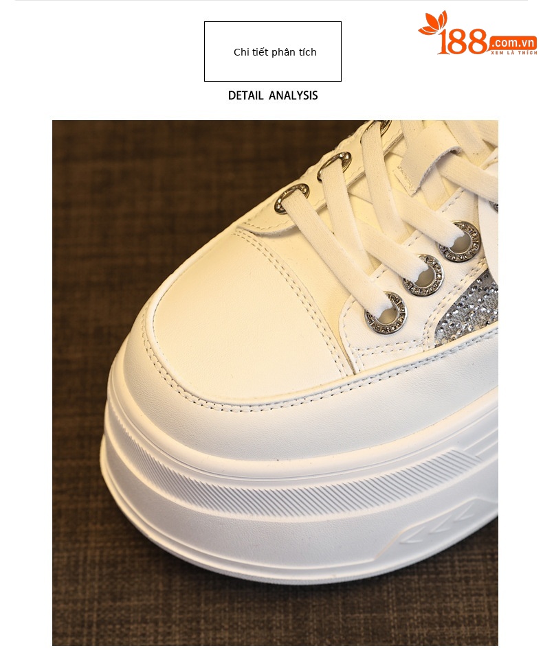 Giày sneaker nữ đế dày tăng chiều cao, cổ thấp dáng lười, mũi tròn bít, phong cách basic trắng đen — màu đen, màu trắng chi tiết 7