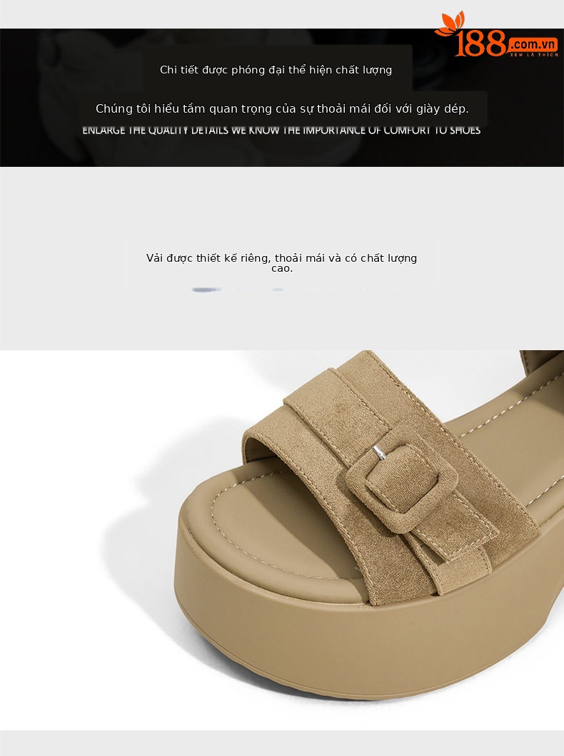 Dép sandal nữ quai chữ V đế xuồng cao 8 cm, mũi tròn, phong cách hè 2026 — Đen, Xanh dương chi tiết 6