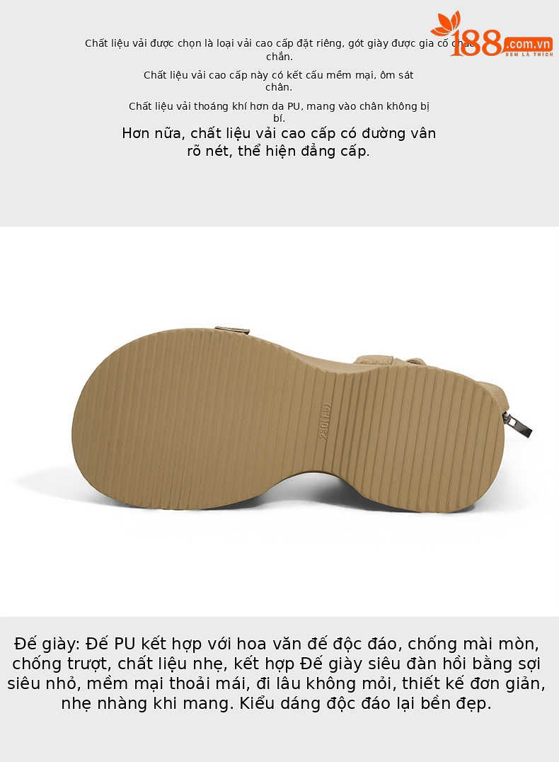 Dép sandal nữ quai chữ V đế xuồng cao 8 cm, mũi tròn, phong cách hè 2026 — Đen, Xanh dương chi tiết 7