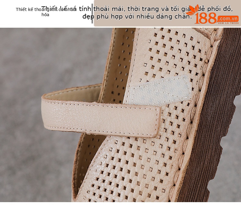 Giày Mary Jane nữ da bò thật phong cách cổ điển, đế bệt, mũi kín, thoáng khí — màu nâu chi tiết 5