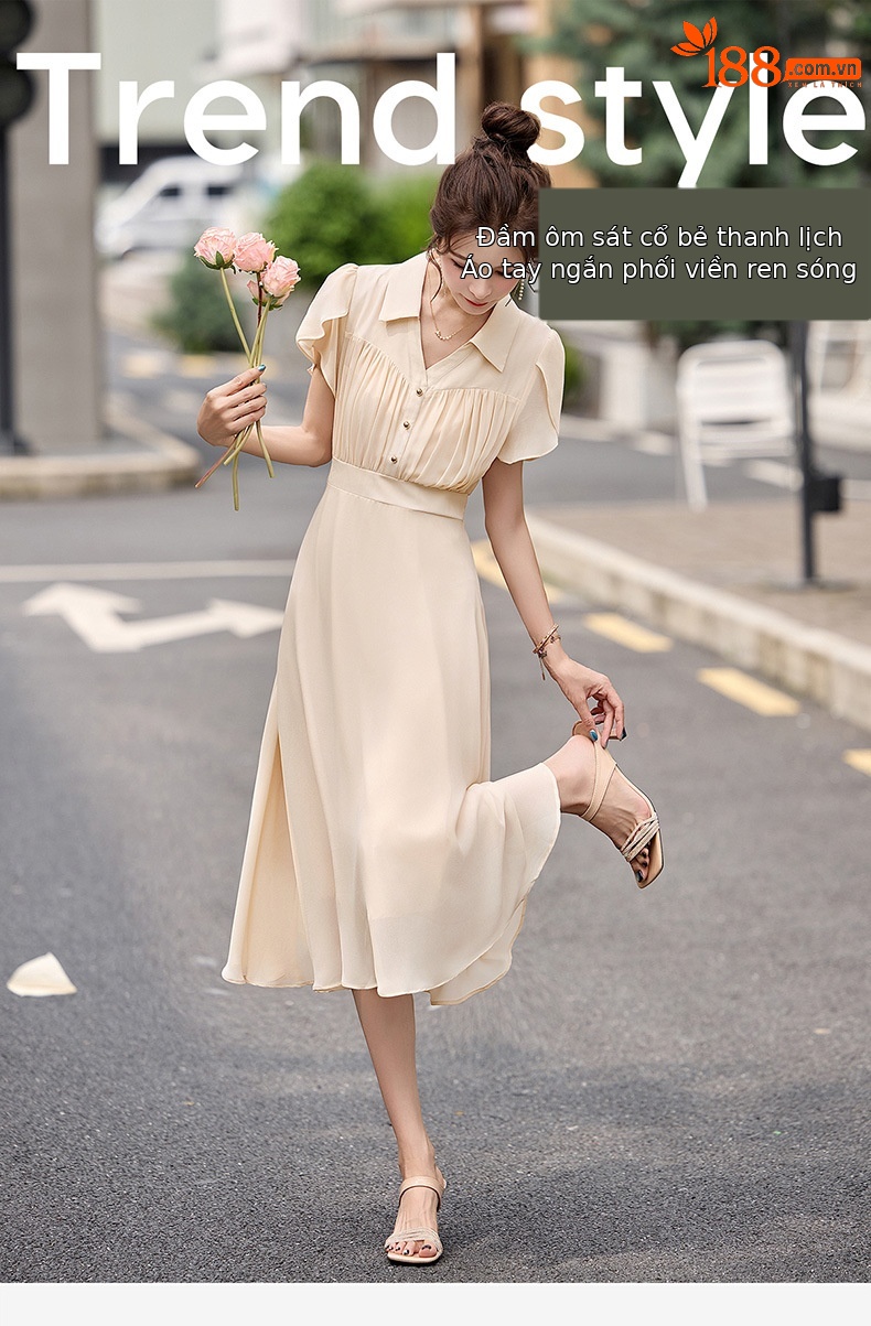 Đầm suông midi tay ngắn eo thắt dây che bụng cho nữ size lớn — màu đen, màu sắc chi tiết 1