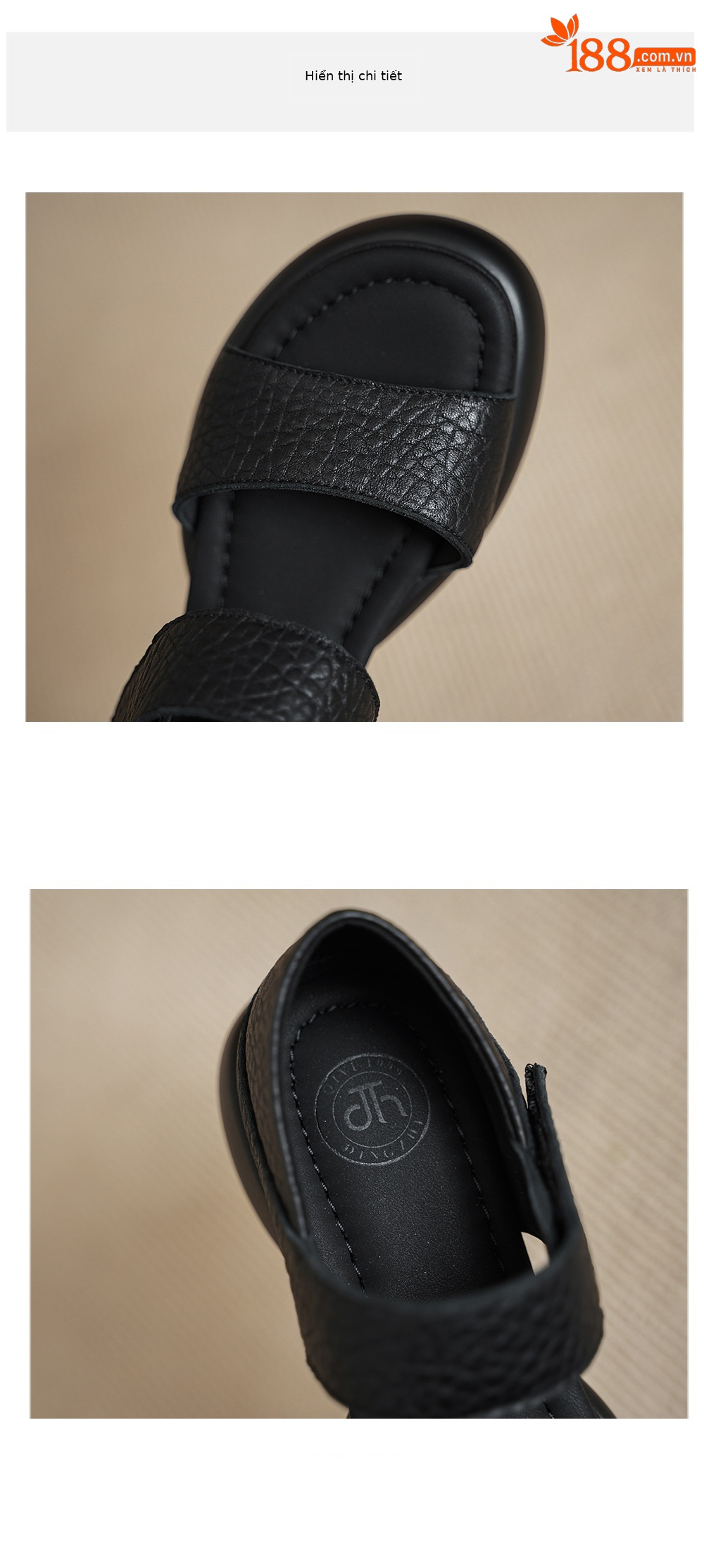 Sandal nữ hở mũi gót vuông 4 cm quai ngang đế dày chất liệu da dê — đen chi tiết 14