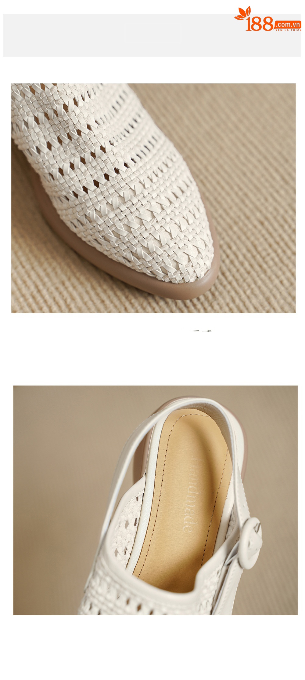 Sandal cao gót nữ mũi nhọn quai chữ T đan dây, gót thô 5 cm — Màu vàng đất chi tiết 14
