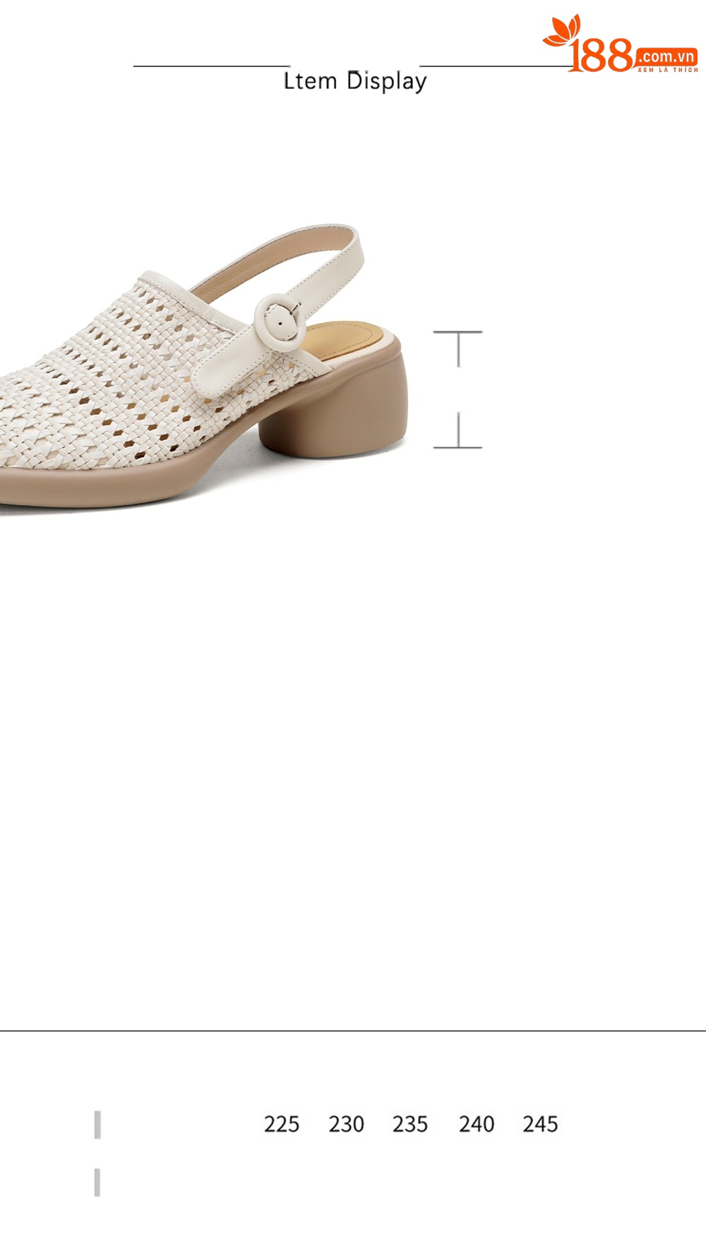 Sandal cao gót nữ mũi nhọn quai chữ T đan dây, gót thô 5 cm — Màu vàng đất chi tiết 3