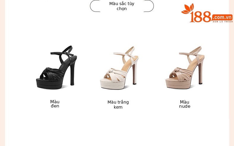 Sandal cao gót nữ hở mũi quai ngang nơ bướm, gót 13 cm — đen chi tiết 1