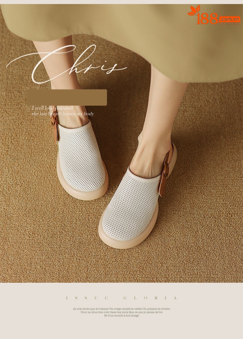 Sandal nữ đế dày mũi kín quai chữ V buộc dây phong cách thể thao — màu trắng ngà chi tiết 2
