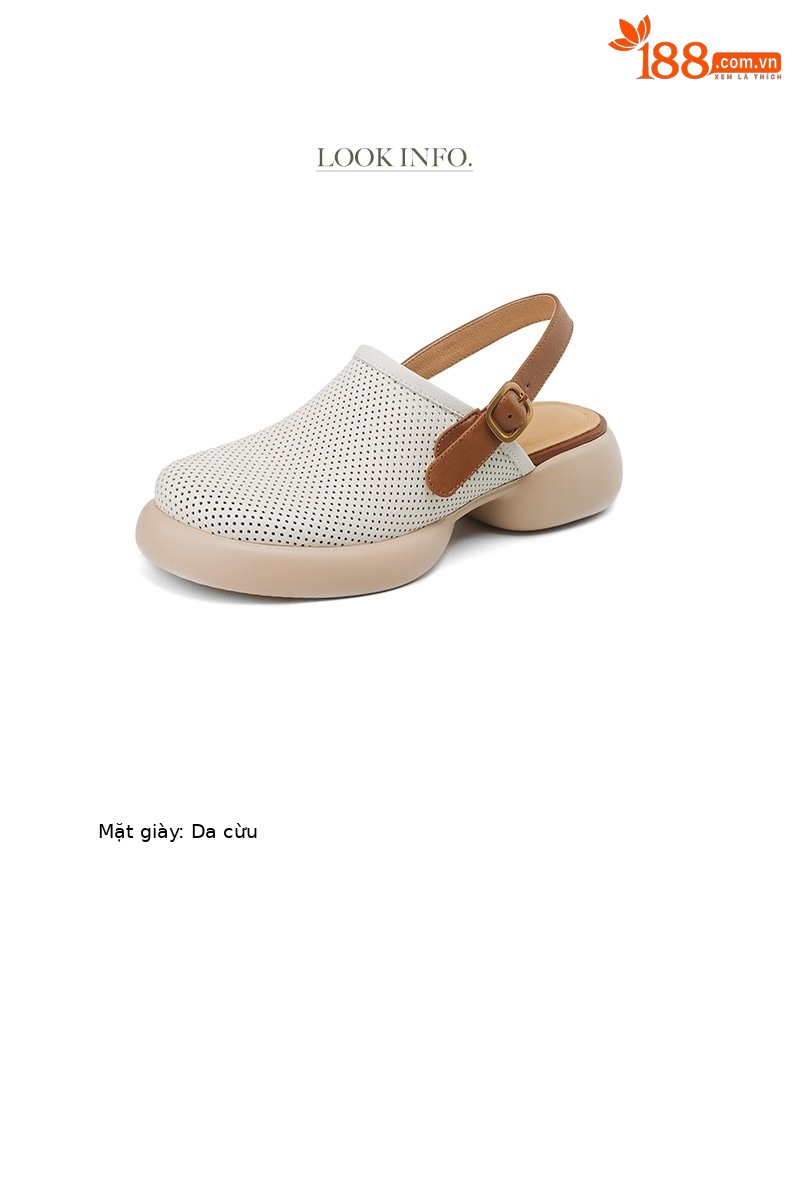 Sandal nữ đế dày mũi kín quai chữ V buộc dây phong cách thể thao — màu trắng ngà chi tiết 3
