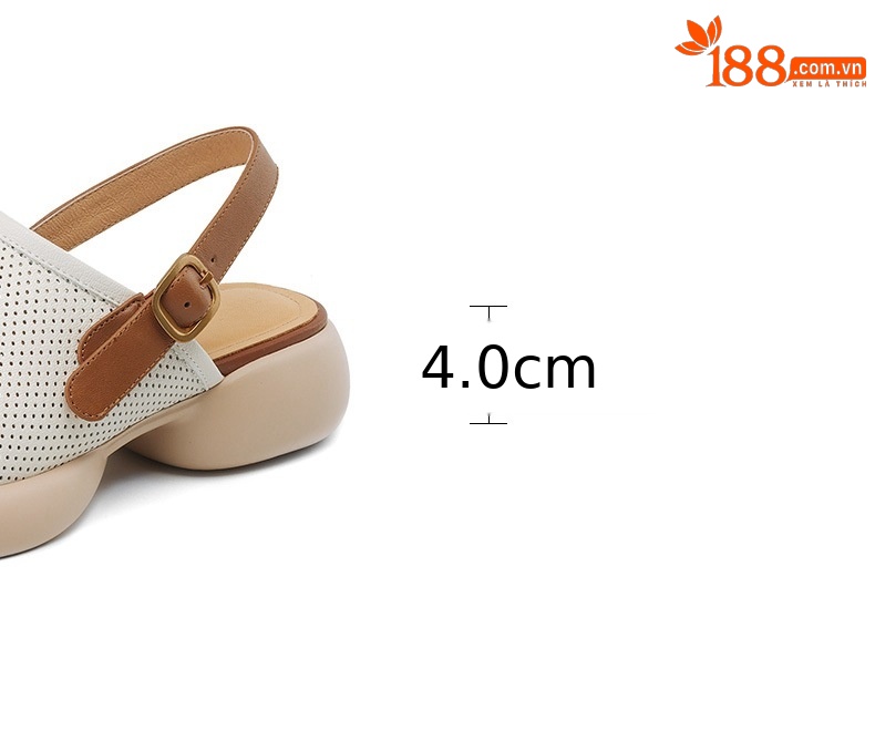 Sandal nữ đế dày mũi kín quai chữ V buộc dây phong cách thể thao — màu trắng ngà chi tiết 4