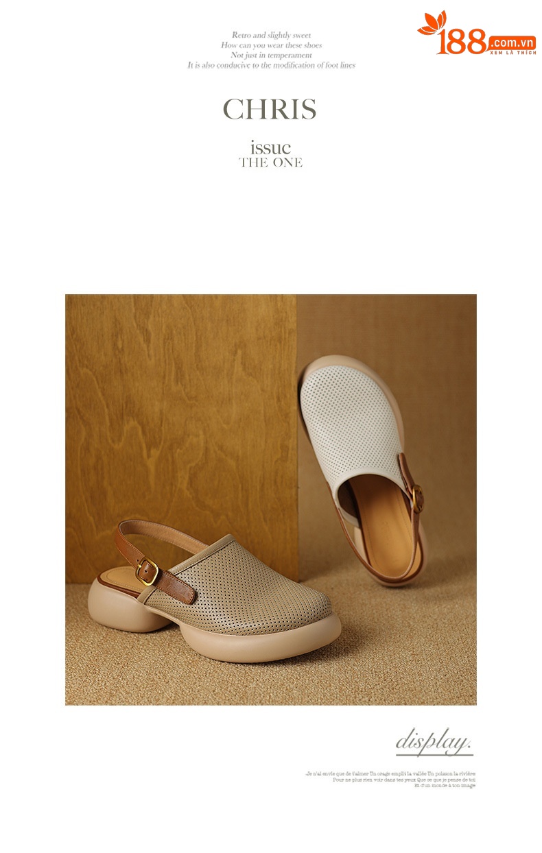 Sandal nữ đế dày mũi kín quai chữ V buộc dây phong cách thể thao — màu trắng ngà chi tiết 14