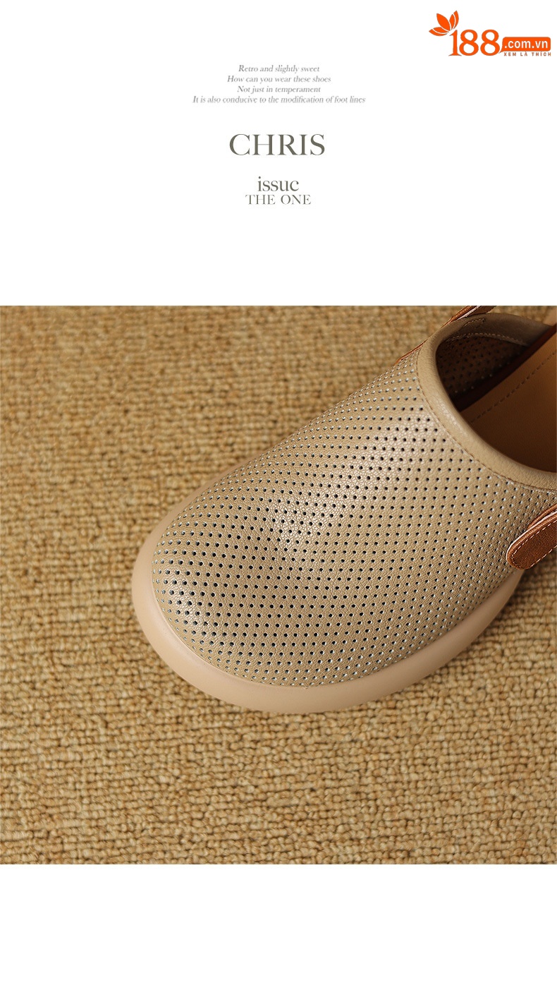 Sandal nữ đế dày mũi kín quai chữ V buộc dây phong cách thể thao — màu trắng ngà chi tiết 17