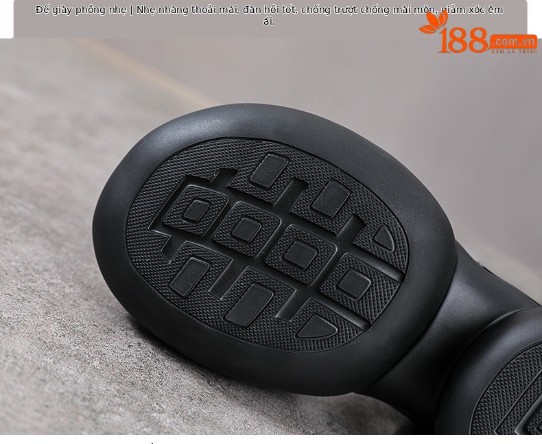 Sandal cao gót nữ da bò thật phong cách La Mã, gót to bản, đế dày, khóa dán — màu đen chi tiết 7