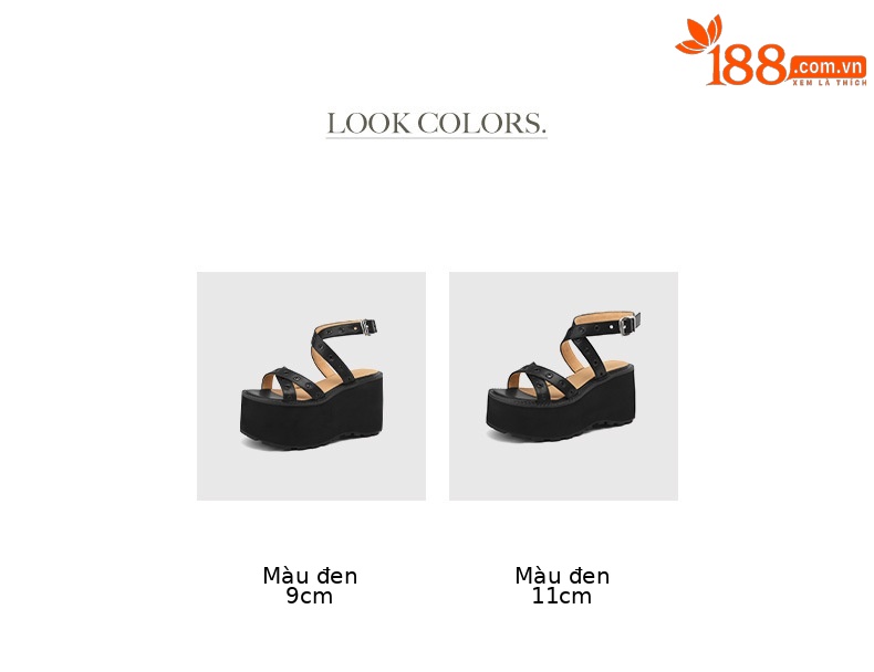 Sandal cao gót nữ quai chéo đế xuồng gót 11 cm, phong cách La Mã đinh tán — Đen 11cm, Đen 9cm chi tiết 7