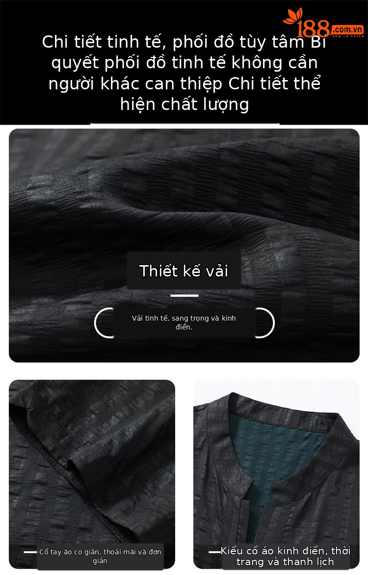 Áo thun nam tay ngắn lụa dâu tằm cao cấp phong cách trung niên — Da đen 8870 chi tiết 5