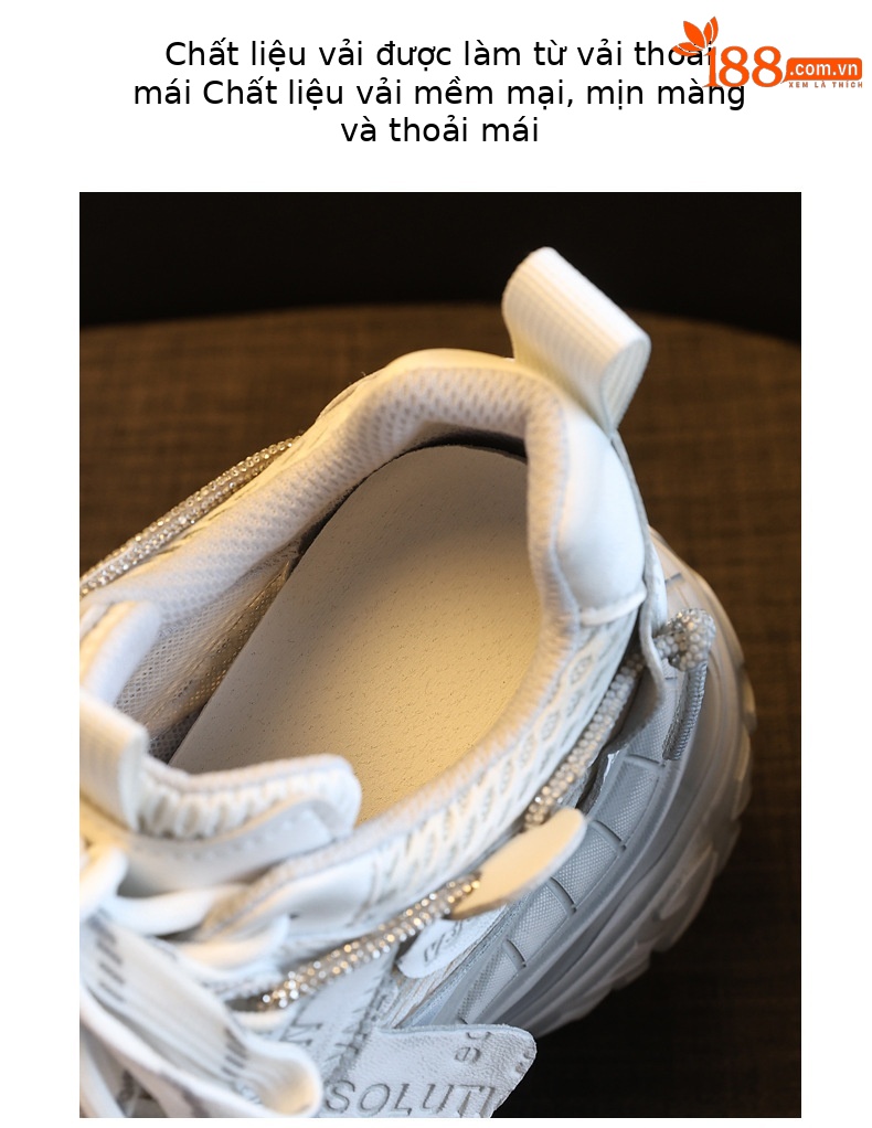Giày sneaker nữ đế dày tăng chiều cao 12cm mặt lưới thoáng khí — Tro thô chi tiết 8