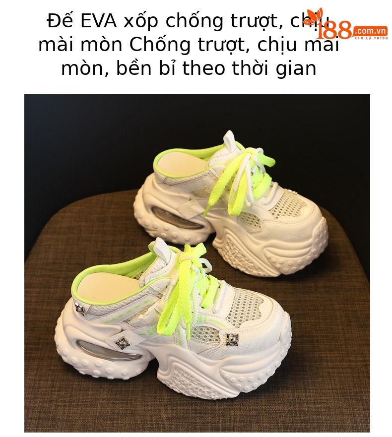 Dép lưới trùm đầu nữ đế dày tăng chiều cao phong cách giày bánh xốp 2026 — màu cam, Xanh lá cây nhạtcolor chi tiết 10