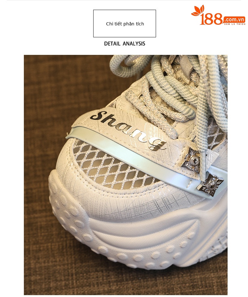 Giày sneaker nữ đế dày tăng chiều cao lưới thoáng khí phong cách thể thao — xám xanh chi tiết 7