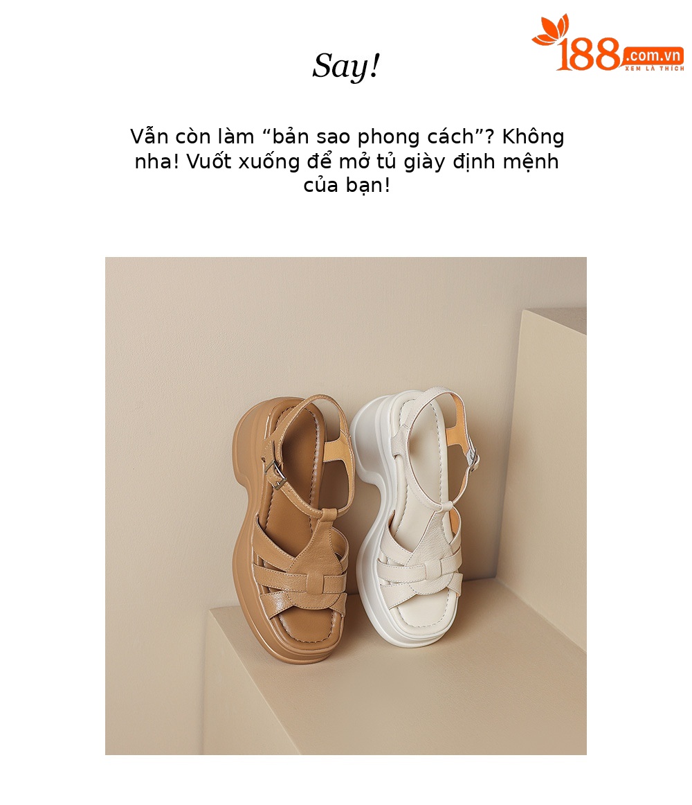 Sandal cao gót nữ đế xuồng đan lát hở mũi quai chữ T — màu trắng ngà, màu mơ chi tiết 2