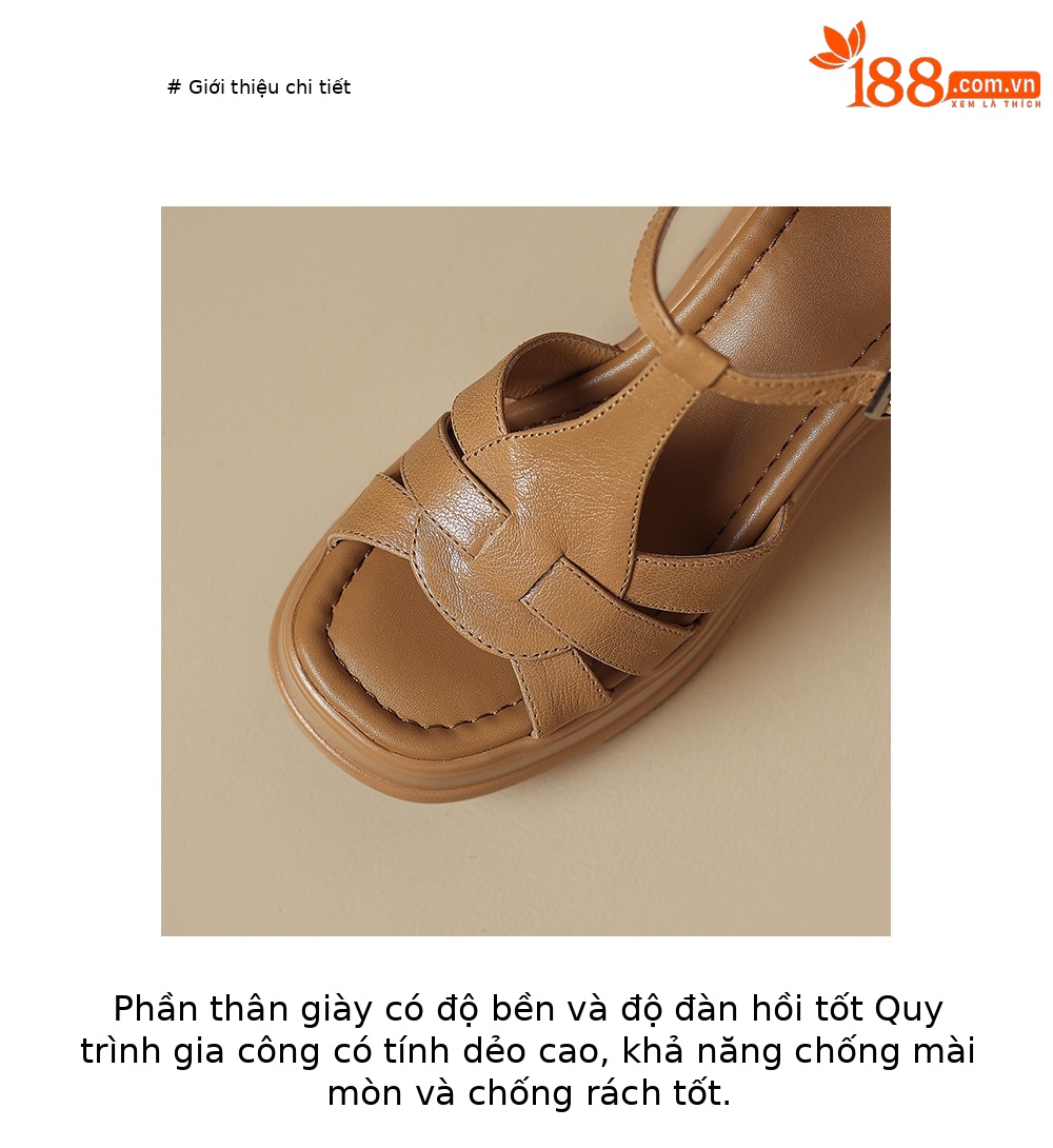 Sandal cao gót nữ đế xuồng đan lát hở mũi quai chữ T — màu trắng ngà, màu mơ chi tiết 6