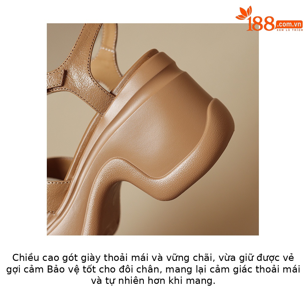 Sandal cao gót nữ đế xuồng đan lát hở mũi quai chữ T — màu trắng ngà, màu mơ chi tiết 7