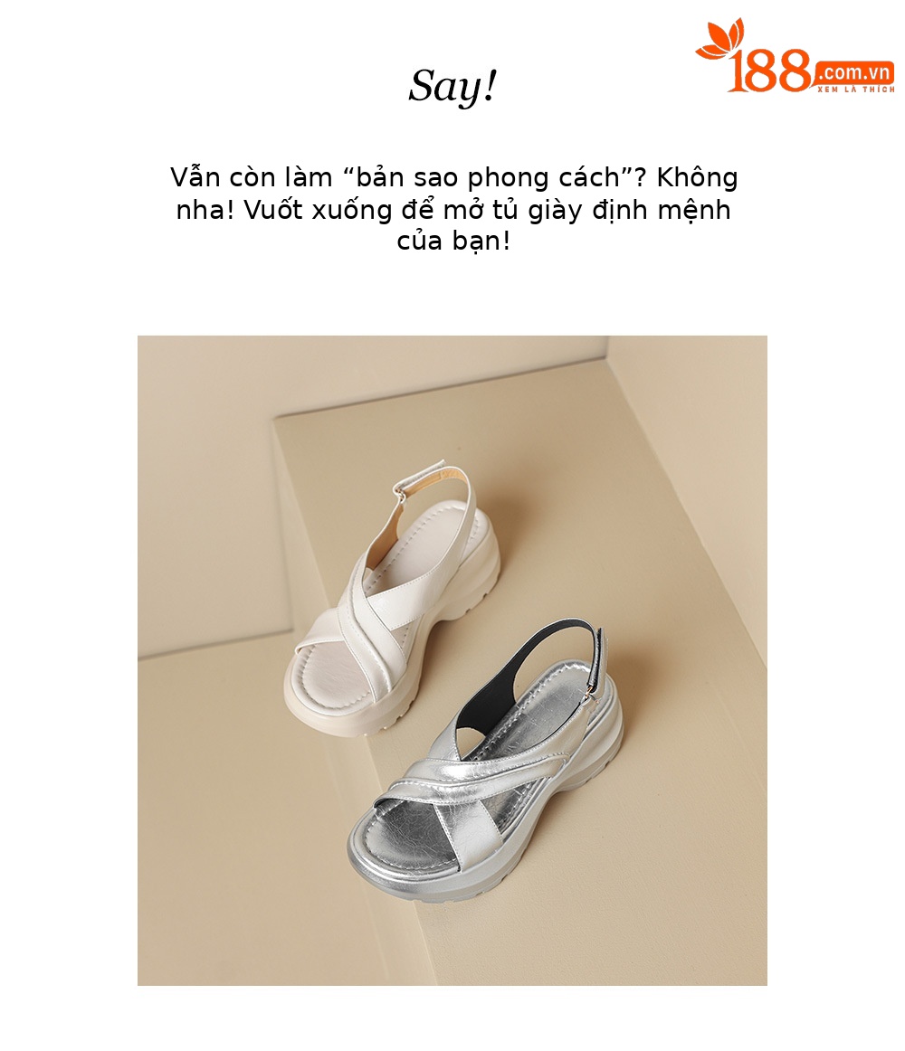 Sandal nữ đế dày phong cách thể thao quai chéo hở mũi, đế bánh mì êm ái — màu trắng ngà, bạc chi tiết 2