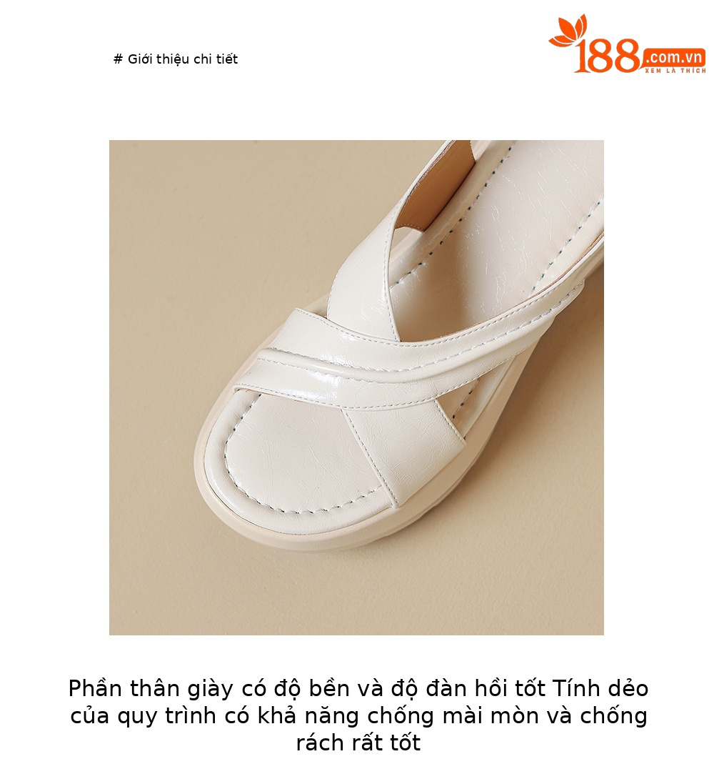 Sandal nữ đế dày phong cách thể thao quai chéo hở mũi, đế bánh mì êm ái — màu trắng ngà, bạc chi tiết 6